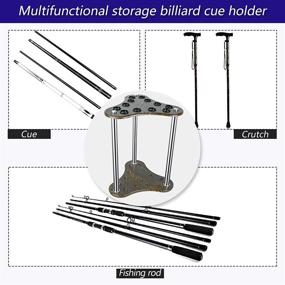 img 1 attached to Fitlyiee 12 Pool Cue Rack: Premium Wood Billiard 🎱 Display Stand for Organized Cue Storage, Fishing Rods, and Golf Clubs