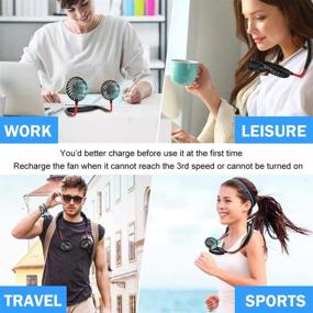 img 3 attached to 🌀 Hands-Free Portable Neck Fan - Wearable Sports Fan with USB Rechargeable 2000mAh Battery, 6-Hour Usage, 7-Color Lights, 3 Speeds - Ideal for Travel, Sports, Outdoor Camping, Office Use
