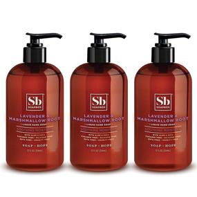 img 4 attached to Lavender & Marshmallow Root Liquid Hand Soap Set - Gentle & Moisturizing, Naturally Scented, 🌿 Vegan & Cruelty-Free - Ideal for Kitchen and Bathroom - 3 Pack of 12 Ounce Pump Bottles