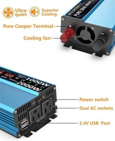 img 2 attached to 🔌 ROARBATT 1000W Pure Sine Wave Inverter: Powerful DC 12V to AC 110V Car Power Inverter with 2 AC Outlets & 3.4A USB Output