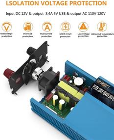 img 3 attached to 🔌 ROARBATT 1000W Pure Sine Wave Inverter: Powerful DC 12V to AC 110V Car Power Inverter with 2 AC Outlets & 3.4A USB Output