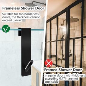 img 1 attached to 🚿 Convenient Shower Door Hooks for Frameless Glass Doors - Set of 2 Stainless Steel Hooks for Towels, Washcloths, and Loofahs - No Drilling Required!