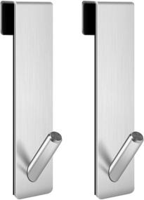 img 4 attached to 🚿 Convenient Shower Door Hooks for Frameless Glass Doors - Set of 2 Stainless Steel Hooks for Towels, Washcloths, and Loofahs - No Drilling Required!