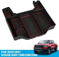 🚗 dodge ram 1500 2500 3500 center console organizer tray: efficient armrest storage box accessories for 2019-2021 models logo