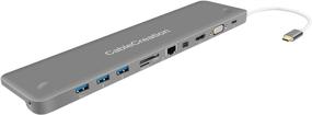 img 4 attached to CableCreation USB-C Multiport 4K Adapter: Thunderbolt 3 Compatible, USB-C to USB 3.0/HDMI/VGA/Mini DisplayPort/Ethernet/Stereo/SD Card/Micro SD Card + USB-C Charge Adapter - Space Grey