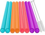 🥤 10-piece extra wide reusable smoothie straws set - ideal for bubble tea, boba tea, milkshakes - 10.25 inches long | includes 2 cleaning brushes | jumbo eco friendly plastic straws | bpa free logo