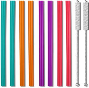 img 3 attached to 🥤 10-Piece Extra Wide Reusable Smoothie Straws Set - Ideal for Bubble Tea, Boba Tea, Milkshakes - 10.25 Inches Long | Includes 2 Cleaning Brushes | Jumbo Eco Friendly Plastic Straws | BPA Free