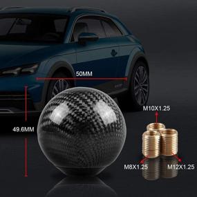 img 1 attached to 🖤 RYANSTAR Carbon Fiber Shift Knob - Stylish Round Ball Stick Shifter with 3 Adapters, Black