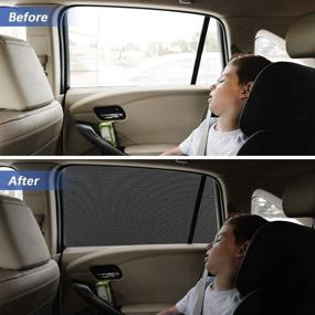img 2 attached to ⛱ Прозрачные сетчатые солнцезащитные экраны на окна автомобиля - Эластичные боковые экраны для защиты от солнца для детей/кемпинга - В комплекте задние оконные накладки для конфиденциальности - 2 штуки