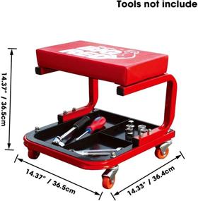 img 2 attached to 🔴 Red Rolling Creeper Garage/Shop Seat: Torin TR6300 Padded Mechanic Stool with Tool Tray