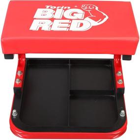 img 1 attached to 🔴 Red Rolling Creeper Garage/Shop Seat: Torin TR6300 Padded Mechanic Stool with Tool Tray