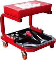 🔴 red rolling creeper garage/shop seat: torin tr6300 padded mechanic stool with tool tray logo