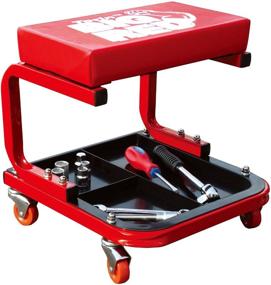 img 4 attached to 🔴 Red Rolling Creeper Garage/Shop Seat: Torin TR6300 Padded Mechanic Stool with Tool Tray