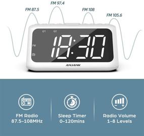 img 2 attached to ⏰ ANJANK Digital Dual Alarm Clock FM Radio: Wake Up with 8 Soothing Sounds, USB Charger, Sleep Timer & LED Display