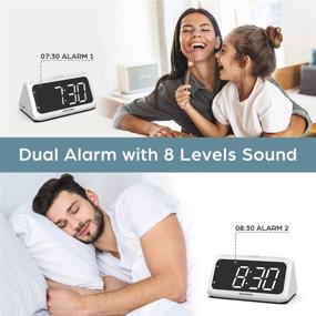 img 1 attached to ⏰ ANJANK Digital Dual Alarm Clock FM Radio: Wake Up with 8 Soothing Sounds, USB Charger, Sleep Timer & LED Display