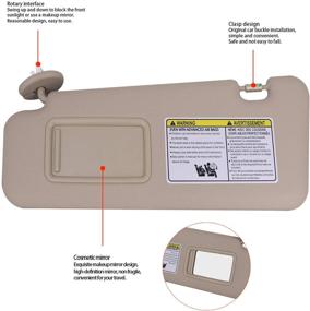 img 1 attached to Premium Beige Left Driver Sun Visor with Vanity Light for Toyota Highlander 2008-2013 | Replace 74320-48500-B0