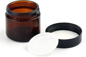 img 2 attached to 🌼 Encheng 15 Pack of 2 oz Amber Round Glass Jars with Inner Liners and Black Lids - Empty Cosmetic Containers, Cream Jars