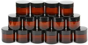 img 4 attached to 🌼 Encheng 15 Pack of 2 oz Amber Round Glass Jars with Inner Liners and Black Lids - Empty Cosmetic Containers, Cream Jars