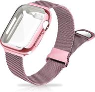 🌹 rose pink metal mesh magnetic band with case - 40mm stainless steel milanese loop replacement strap for apple watch series se/6/5/4 - compatible for women and men logo