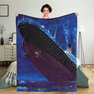 super soft fuzzy cozy warm fluffy plush blanket for bed couch chair - 50x40 inch titanic sinking throw blanket for living room fall winter spring logo