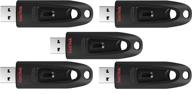 💾 pack of 5 - sandisk cruzer ultra 16gb usb 3.0 flash drive sdcz48-016g-u46 with speeds up to 100mb/s logo