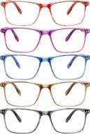 👓 fashionable women's reading glasses: 5 pack with spring hinge frames and anti-scratch lenses logo