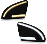 🚘 vipmotoz smoke lens switchback led side mirror turn signal light puddle lamp pair replacement for 09-18 dodge ram 1500 2500 3500 classic pickup, driver & passenger side logo