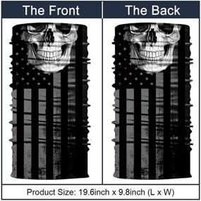 img 2 attached to 🔥 NTBOKW Бесшовная шейная маска для лица-бандана для мужчин и женщин - защита от солнца, ветра и пыли, рейв, мотоциклетная поездка, байкер, рыбалка, охота, фестиваль, летний наружный шарф с тонким 3D дизайном черепа и флага в камуфляже.