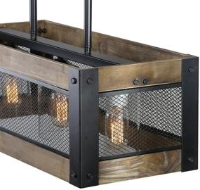 img 1 attached to LALUZ 3-Light Wood Kitchen Island Lighting: Stylish Hanging Light Chandeliers with Iron Net+