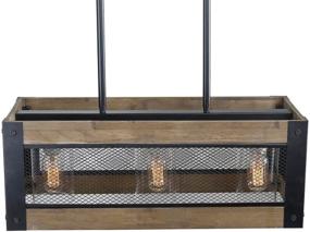 img 2 attached to LALUZ 3-Light Wood Kitchen Island Lighting: Stylish Hanging Light Chandeliers with Iron Net+