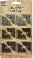 tim holtz idea-ology metal corners: 12-pack 1 inch antique finishes - th92789 logo