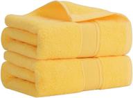 🔶 lirex hand towel set (2 pack): 14 x 30 inch ultra soft premium 650gsm hand towels for bathroom – 100% long staple cotton, yellow logo