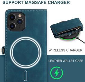 img 3 attached to 📱 Caseme Magnetic Wallet Case for iPhone 12 & 12 Pro (6.1"), Blue - Flip Case with MagSafe Compatibility, Zipper Folio Design, Magnetic Closure, Card Holder, and PU Leather Protection