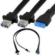 toptekits 2 порта usb 3.0 a-разъема женский винтовой крепеж - 20-контактный плоский кабель, 1,6 фута / 0,5 метра: идеальное решение для интеграции в материнскую плату. логотип