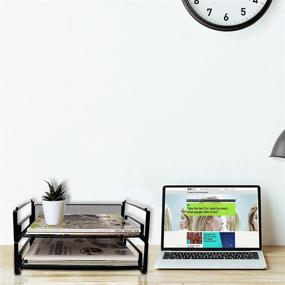 img 2 attached to 📚 GALASALA 2 Tier Mesh Paper Tray Storage - Organize Your Office Desk with this Stackable Letter Tray Desk Organizer and Accessories