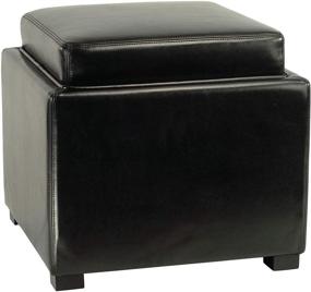 img 1 attached to 🪑 Safavieh Hudson Collection Kaylee Leather Square Storage Ottoman with Single Tray - Black