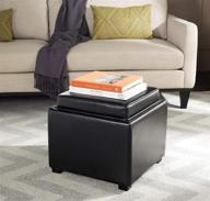 🪑 safavieh hudson collection kaylee leather square storage ottoman with single tray - black logo