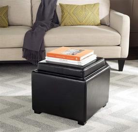 img 4 attached to 🪑 Safavieh Hudson Collection Kaylee Leather Square Storage Ottoman with Single Tray - Black