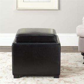 img 3 attached to 🪑 Safavieh Hudson Collection Kaylee Leather Square Storage Ottoman with Single Tray - Black