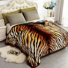 img 3 attached to 🐯 Highest Quality JYK Thick Korean Faux Mink Fleece Blanket - Silky Soft & Plush Warmth for Autumn Winter (Queen, Tiger)