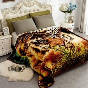 img 4 attached to 🐯 Highest Quality JYK Thick Korean Faux Mink Fleece Blanket - Silky Soft & Plush Warmth for Autumn Winter (Queen, Tiger)