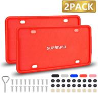 suprapid silicone license plate frame (2 pack) - universal car plate holders covers: rust-proof, rattle-proof, weather-proof, crack-proof. high temperature resistance in red. logo