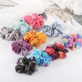 img 1 attached to 15-Piece Gradient Color Velvet Hair Scrunchies Set, Funtopia Tie Dye Soft Hair Bands for Women and Girls