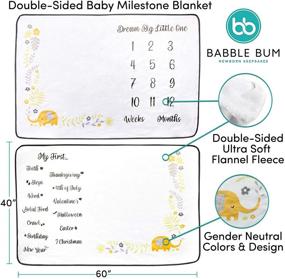 img 3 attached to 👶 Babble Bum Baby Milestone Blanket for Babies; Cozy Fleece Gender Neutral Monthly Milestone Blanket for First Year Infants with Weeks/Months, Holidays, Firsts, Photo Props, 40"x60”