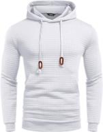 👕 coofandy men's hooded sweatshirt: long sleeve fashion athletic hoodie with pocket, solid plaid jacquard pullover logo