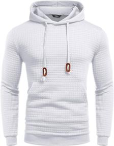 img 4 attached to 👕 COOFANDY Men's Hooded Sweatshirt: Long Sleeve Fashion Athletic Hoodie with Pocket, Solid Plaid Jacquard Pullover