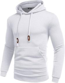 img 3 attached to 👕 COOFANDY Men's Hooded Sweatshirt: Long Sleeve Fashion Athletic Hoodie with Pocket, Solid Plaid Jacquard Pullover