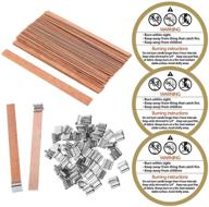🕯️ wood candle wicks with iron stand - premium 50 pcs candle cores for diy candle making craft - natural crackling wood wick - environmentally friendly materials - 5.1x0.5inch size logo