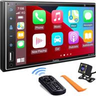 «🚗 улучшенный автомагнитола double din: apple carplay, 7-дюймовый full hd сенсорный экран, bluetooth, mirror link, камера заднего вида, управление на руле, поддержка сабвуфера, usb/sd порт, входы a/v, fm/am радио» логотип