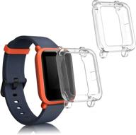 📱 kwmobile 2-pack huami amazfit bip s/bip s lite compatible fitness tracker frame - transparent tpu silicone cover case for sports tracker логотип